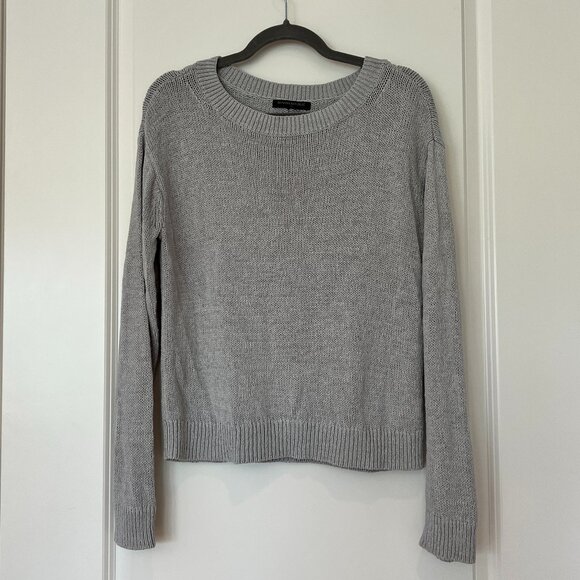 Banana Republic Crew Neck Cotton Blend Sweater Gray Women's Size M - Picture 1 of 5